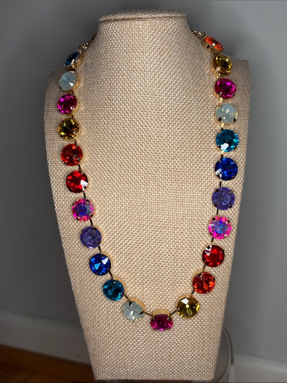 Multicolor Crystal Statement Necklace - Sparkling Round Gems